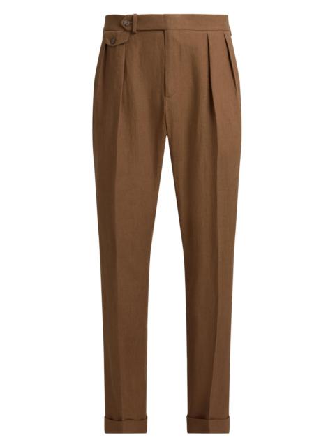 Polo Ralph Lauren Men's Pleated Linen Straight-Leg Trousers - Mochaccino