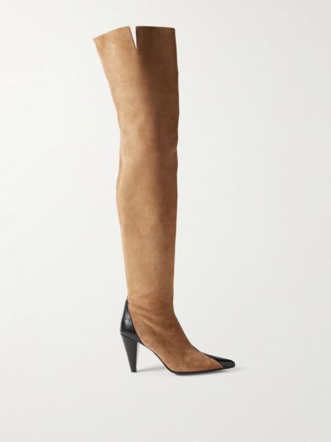 KHAITE Harvey leather and suede over-the-knee boots Tan