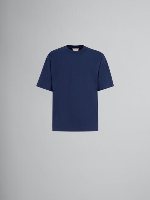 BLUE BIO COTTON OVERSIZED T-SHIRT WITH MARNI PATCHES