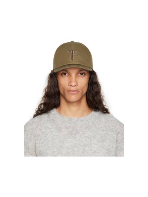 TOM FORD Khaki Canvas & Smooth Leather Cap