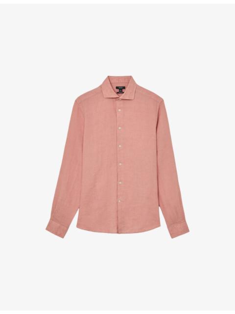 REISS Ruban Spread-Collar Linen-Shirt