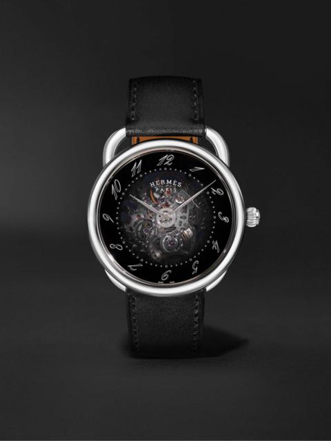 Hermès Arceau Squelette Automatic 40mm Stainless Steel and Leather Watch, Ref. No. W055631WW00