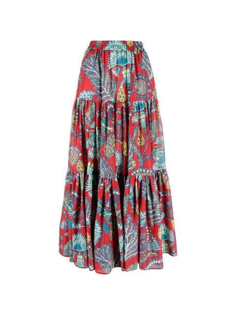 La DoubleJ Big floral-print tiered skirt