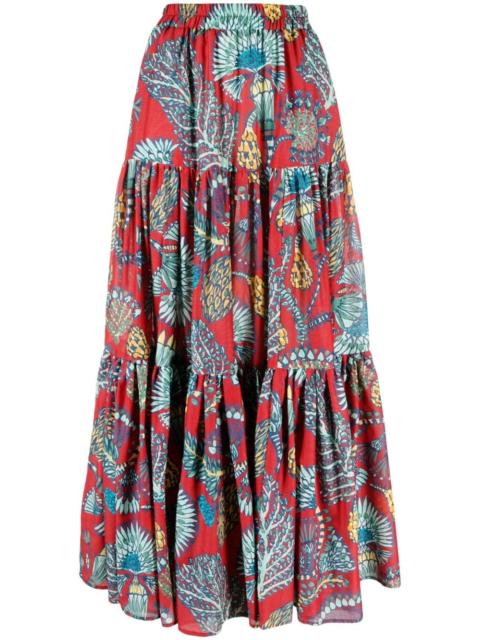 La DoubleJ Big floral-print tiered skirt