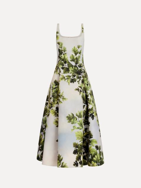Oscar de la Renta MAPLE LEAVES FAILLE DRESS