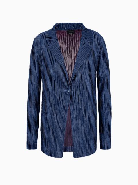 ASV single-breasted jacket in two-tone pleated jersey