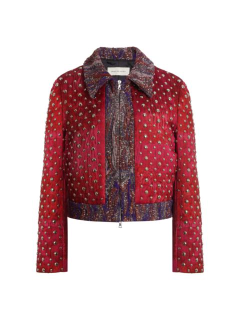 Studded Embellished Jacquard Jacket fuchsia