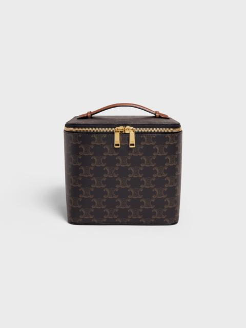 CELINE SQUARE VANITY CASE IN TRIOMPHE CANVAS AND CALFSKIN