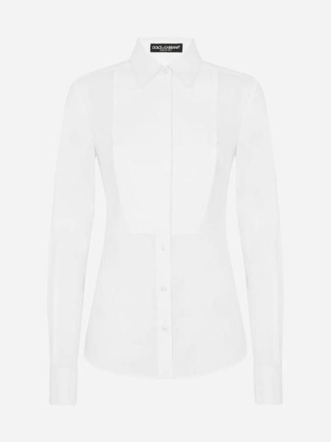 Stretch poplin tuxedo shirt