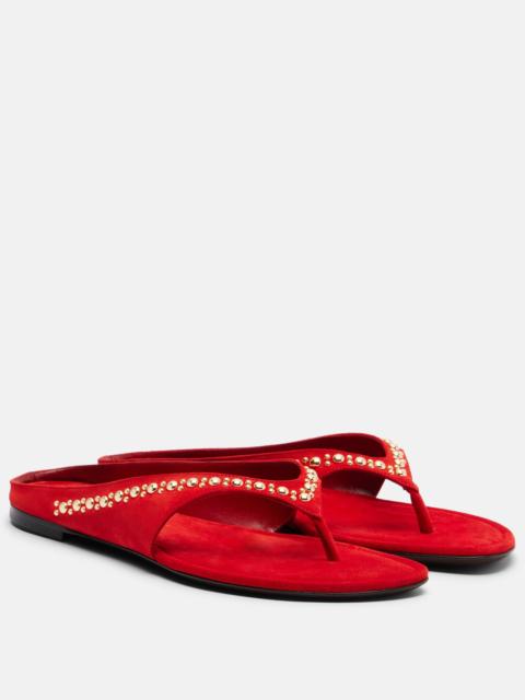 herbert levine Sun-kissed embellished suede thong sandals