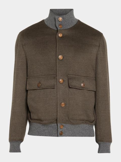 Brunello Cucinelli Men's Wool Button-Front Blouson