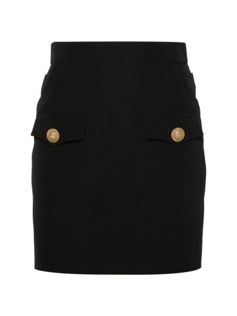 【関税&送料込】Balmain Black Tweed Miniskirt With Buttons Knit skirt with buttons - Women | BALMAIN