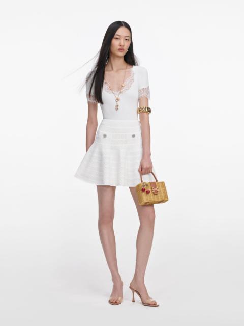 self-portrait White Pointelle Knit Mini Skirt