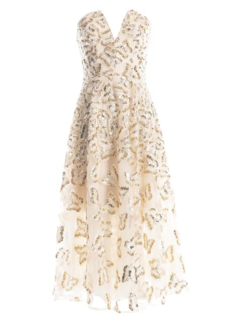Dress The Population Women's Briella Sequined Butterfly Fit & Flare Dress - Champagne Multi