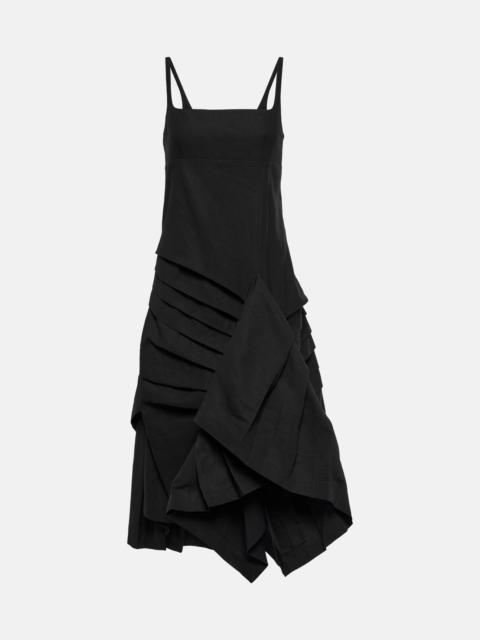 Dries Van Noten Draped pleated linen and cotton midi dress