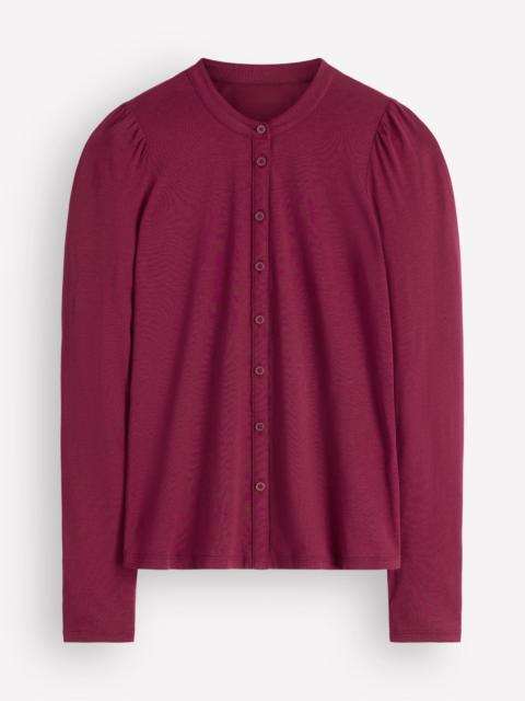 BODEN Supersoft Puff Sleeve Shirt-Beetroot Red