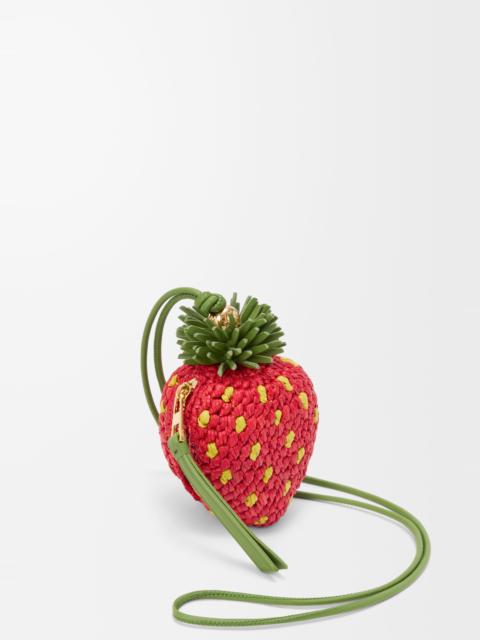 Loewe Strawberry coin purse in raffia and classic calfskin