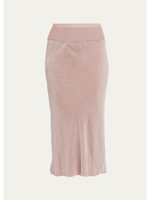 Rick Owens Velvet Bias Midi Skirt