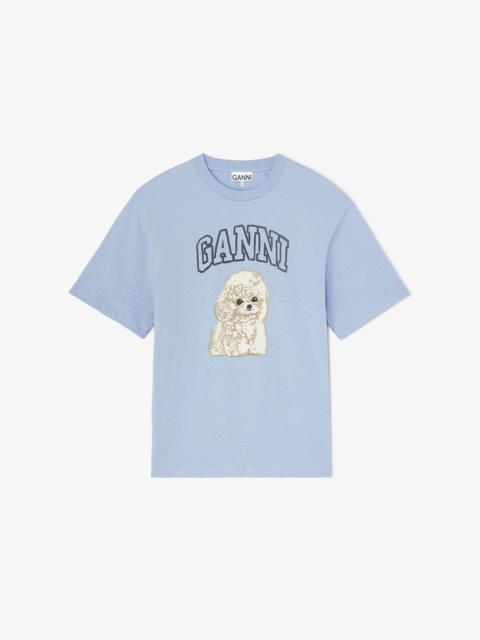 GANNI T-SHIRT WITH POODLE