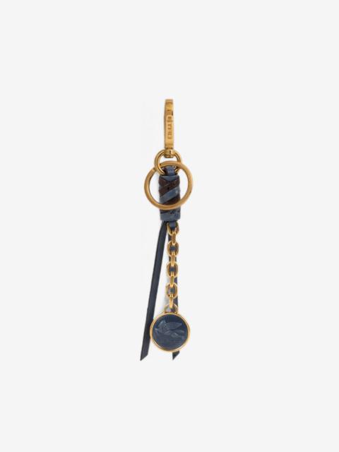 Etro nappa leather charm with chain and Pegaso coin