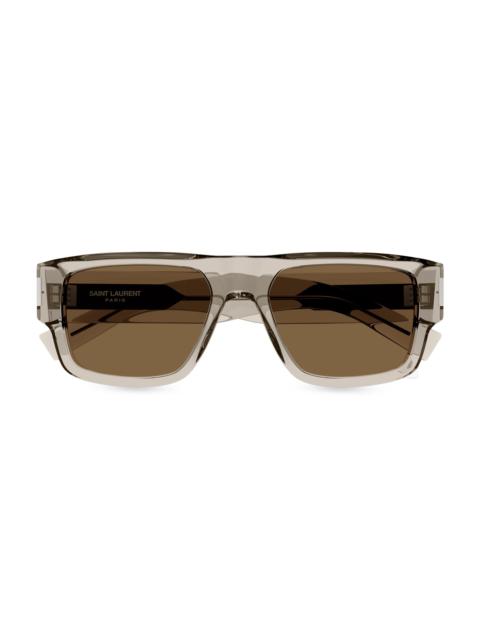SAINT LAURENT Men's Naked Wirecore 55MM Square Sunglasses - Translucent Beige Brown