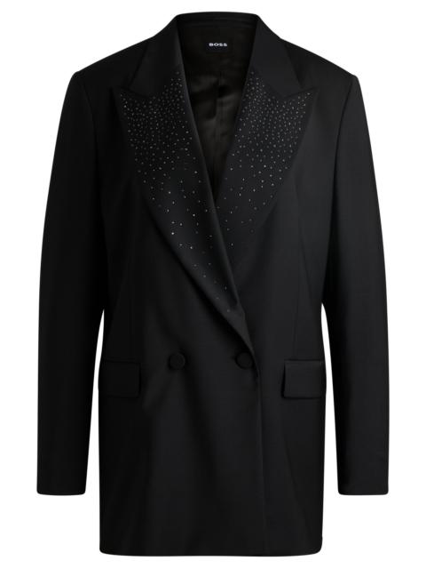 BOSS RELAXED-FIT BLAZER WITH CRYSTAL-STUDDED LAPELS