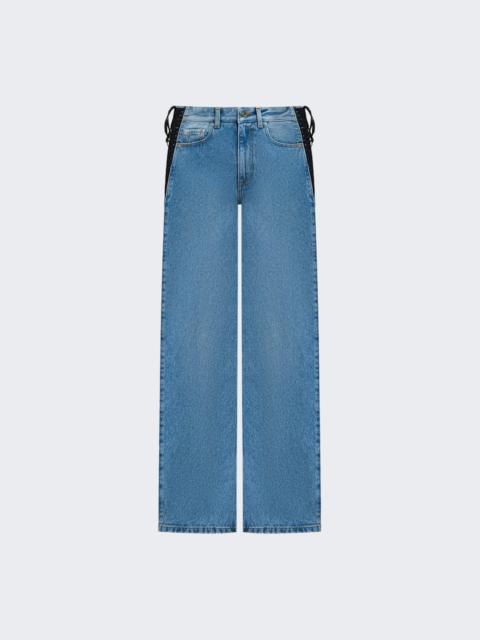 MUGLER Straight Leg Lace Detail Jeans Medium Blue