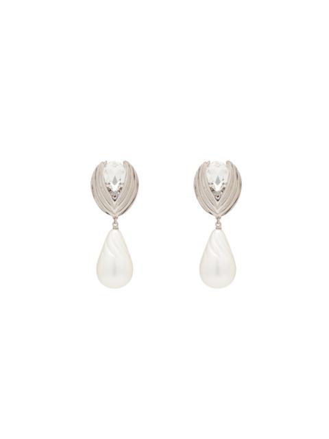 Alessandra Rich CRYSTAL EARRINGS WITH PENDANT PEARL