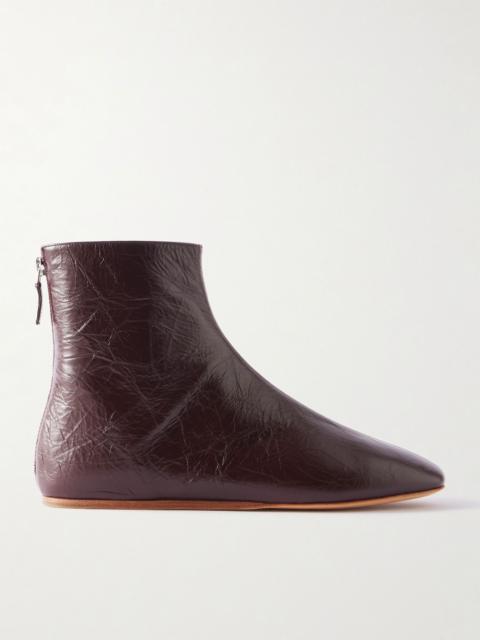 LE MONDE BÉRYL Luna crinkled-leather ankle boots Burgundy