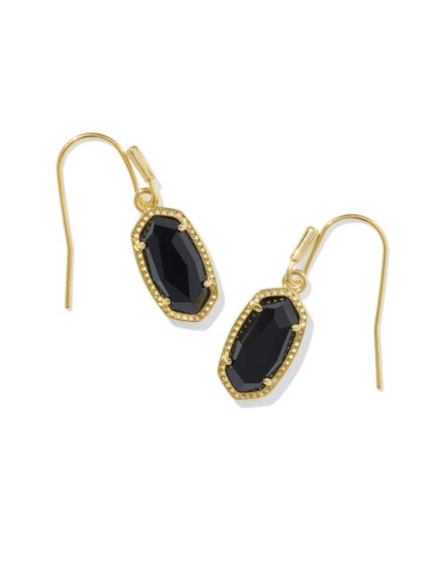 KENDRA SCOTT Lee Gold Drop Earrings in Black Opaque Glass