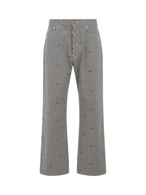 KENZO Striped Relaxed Jeans in Rinse Blue