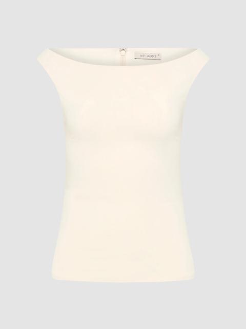 ST. AGNI Slim Bateau Top - Off White