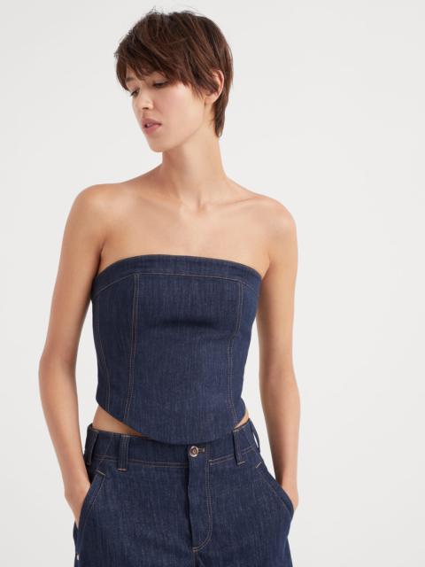 Brunello Cucinelli 스파클링 데님 bandeau top