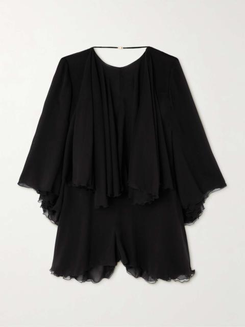 SAINT LAURENT Silk-crepe playsuit Black