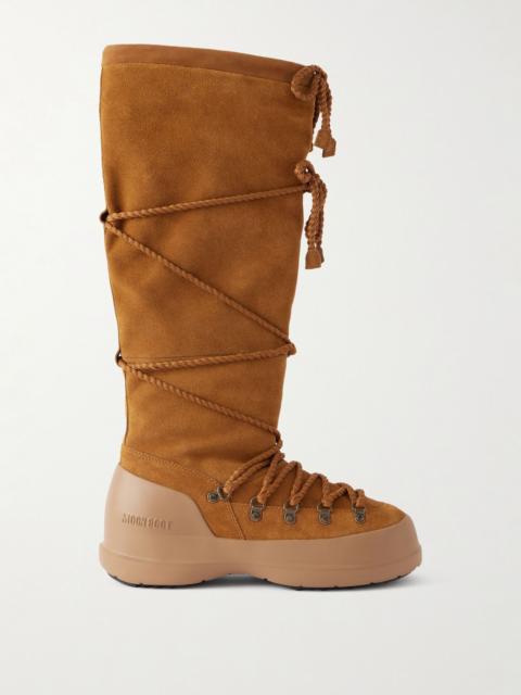 MOON BOOT Luna suede knee boots Dark brown