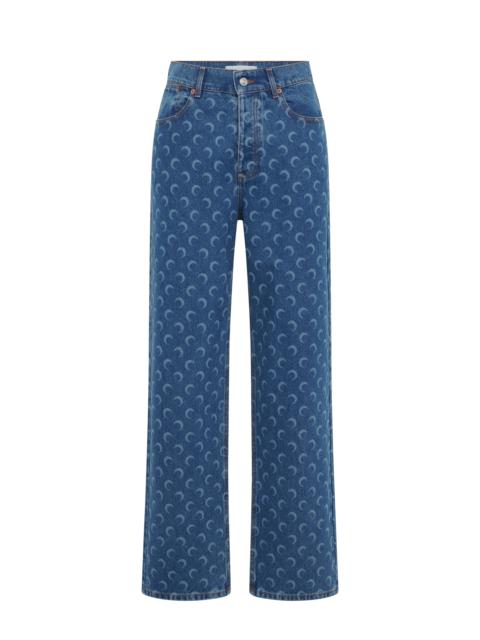 Marine Serre Moon Laser Denim Straight Jeans