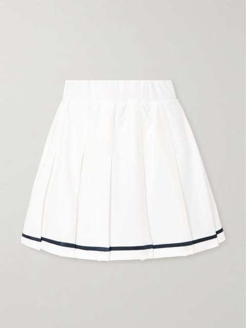 VARLEY Clarendon striped pleated stretch-twill mini skirt White