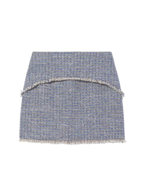 frayed-hem tweed mini skirt