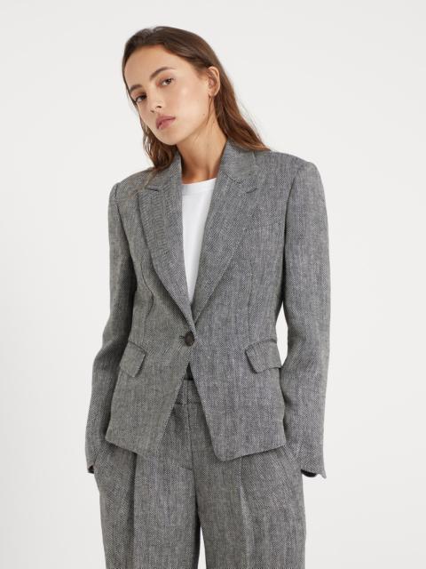 Brunello Cucinelli Irish linen chevron blazer with monili