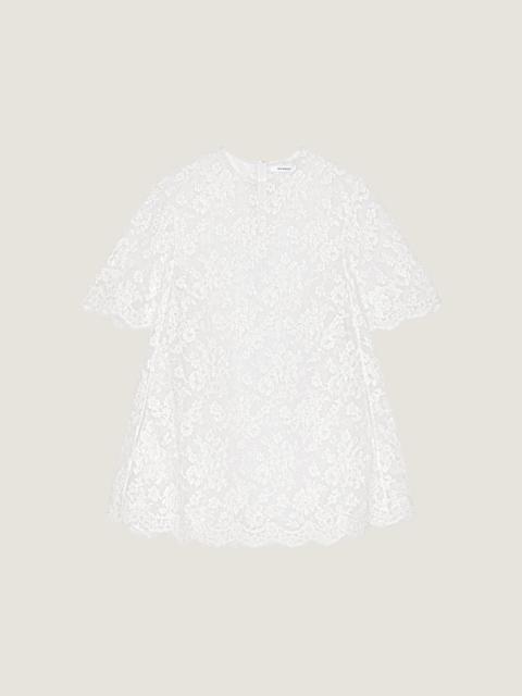 Givenchy MINI DRESS IN FLORAL LACE WITH CAPE