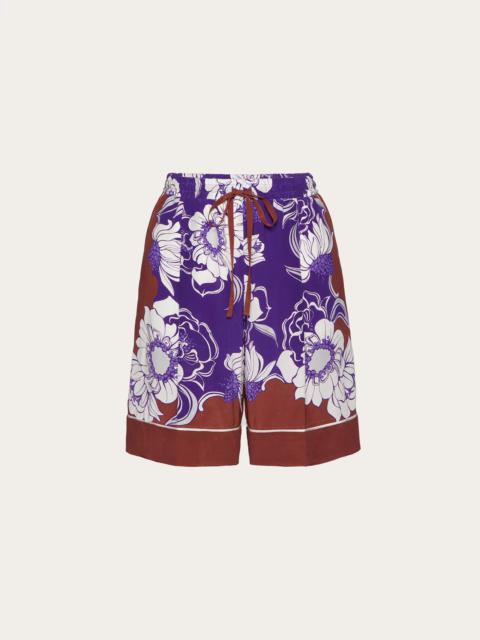 Valentino CREPE DE CHINE BERMUDA PAJAMA SHORTS WITH STREET FLOWERS DAISYLAND PRINT