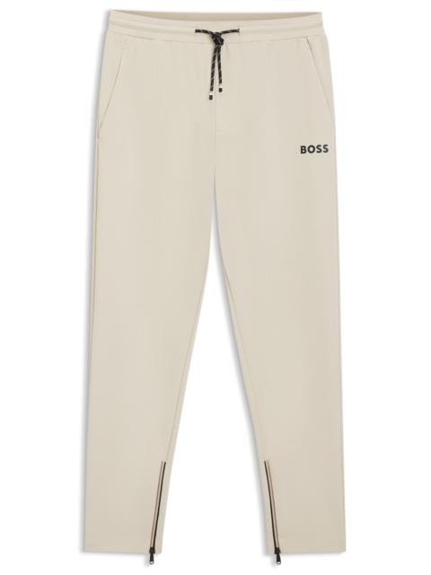 BOSS STRETCH-GABARDINE TRACKSUIT BOTTOMS WITH ZIPPED HEMS