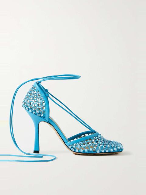 Bottega Veneta Leather-trimmed crystal-embellished mesh pumps