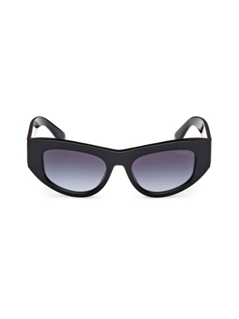PUCCI Women's Gradient 52MM Geometric Sunglasses - Blue Black