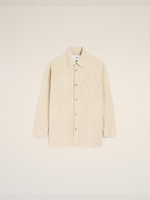 AMI Paris WHITE COTTON CORDUROY SIDE SLIT OVERSHIRT