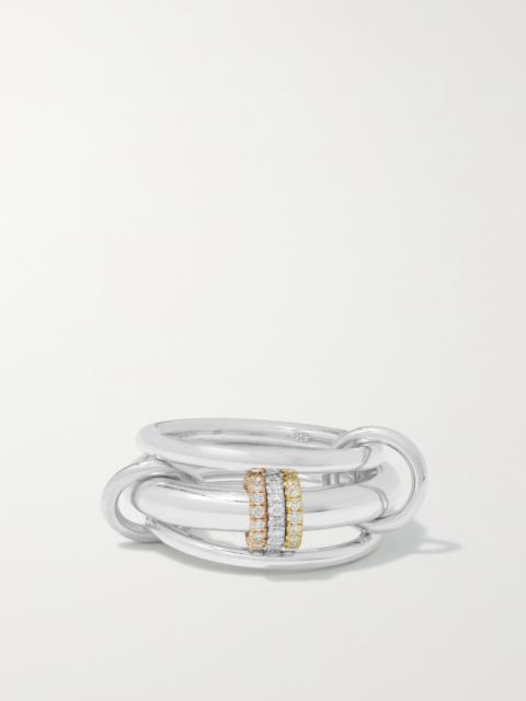 Spinelli Kilcollin Gemini Set Of Three 18-karat White, Yellow And Rose Gold Diamond Rings