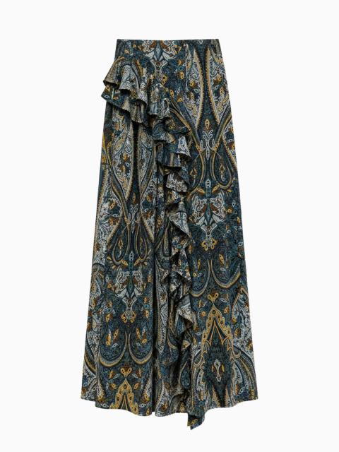 ULLA JOHNSON Riele Cascading Ruffle Silk Skirt