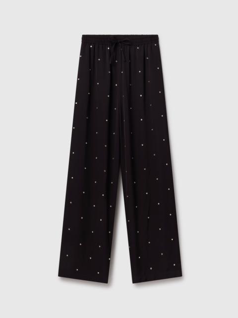 Stella McCartney Lead-Free Crystal High-Rise Wide-Leg Pants
