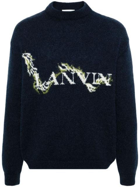 Lanvin Blue Logo Jacquard Sweater