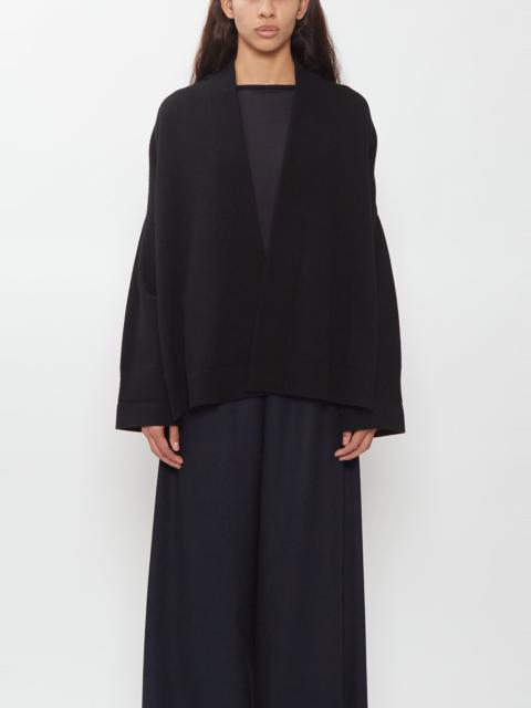 DUŠAN Cashmere Ribbed Trim Cardigan — Black